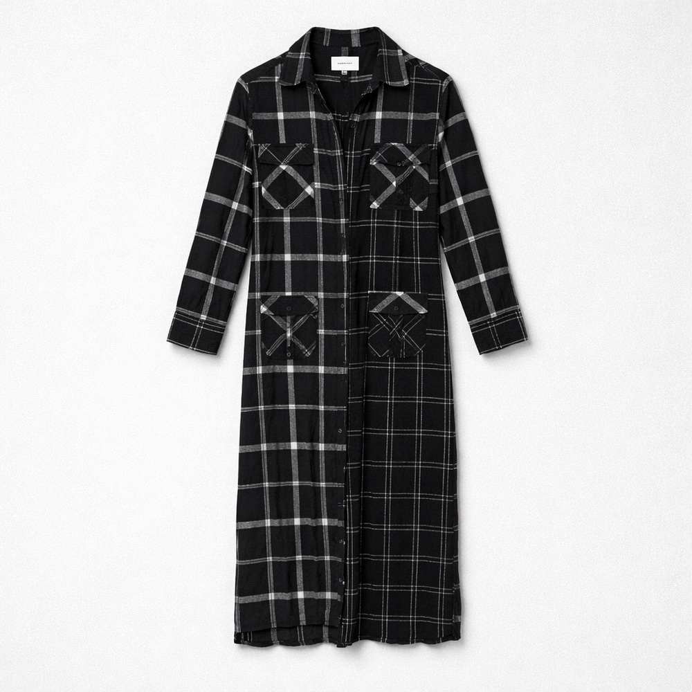 CURRENT/ELLIOTT Maxi Plaid Shirt